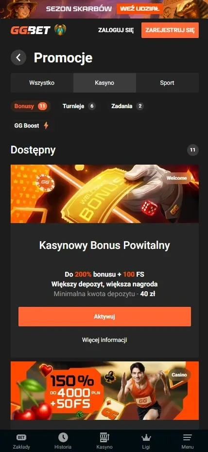 Wypłata wygranych z bonusu bez depozytu w GGBet