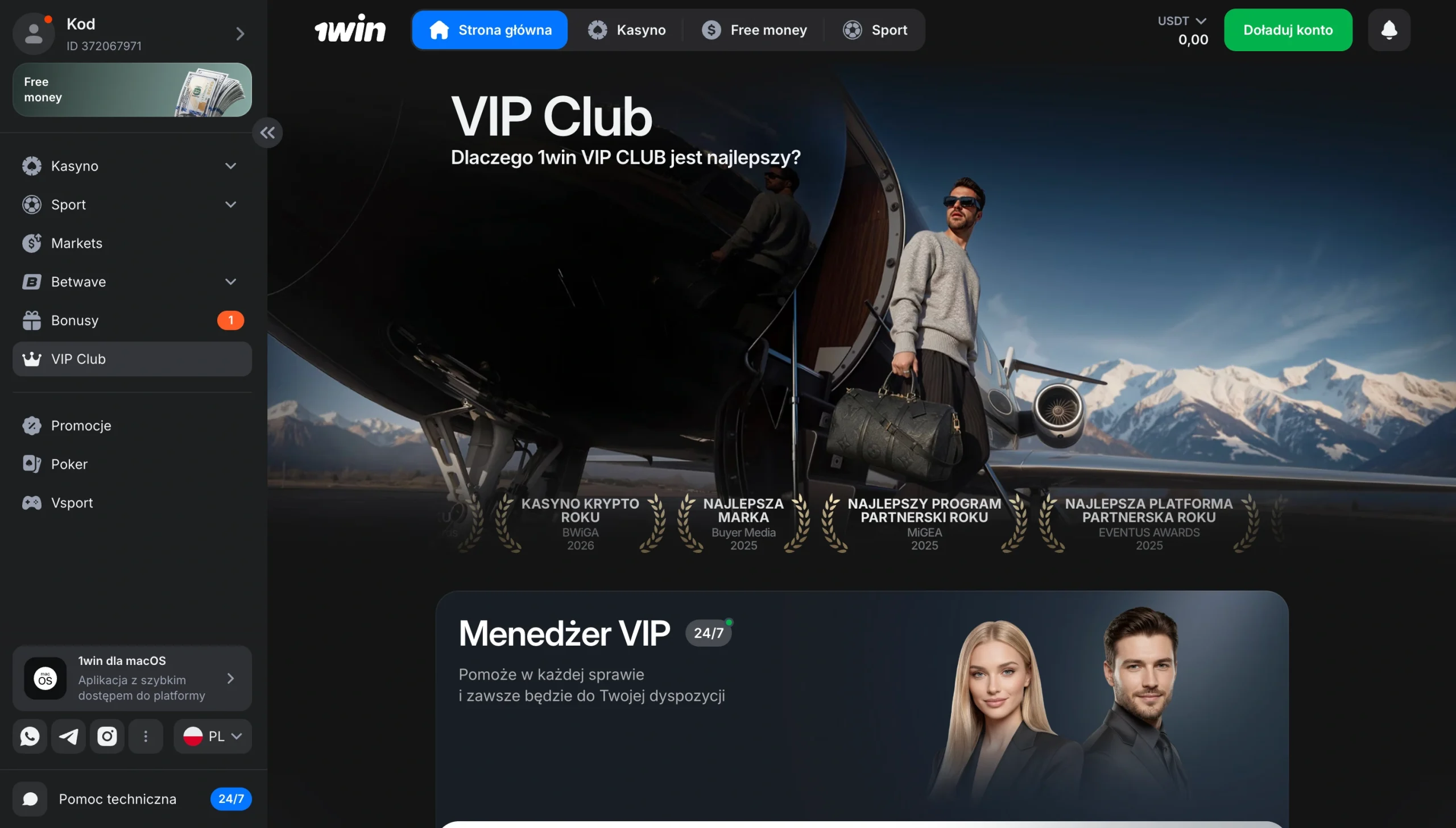 Sekcja VIP Club w 1win